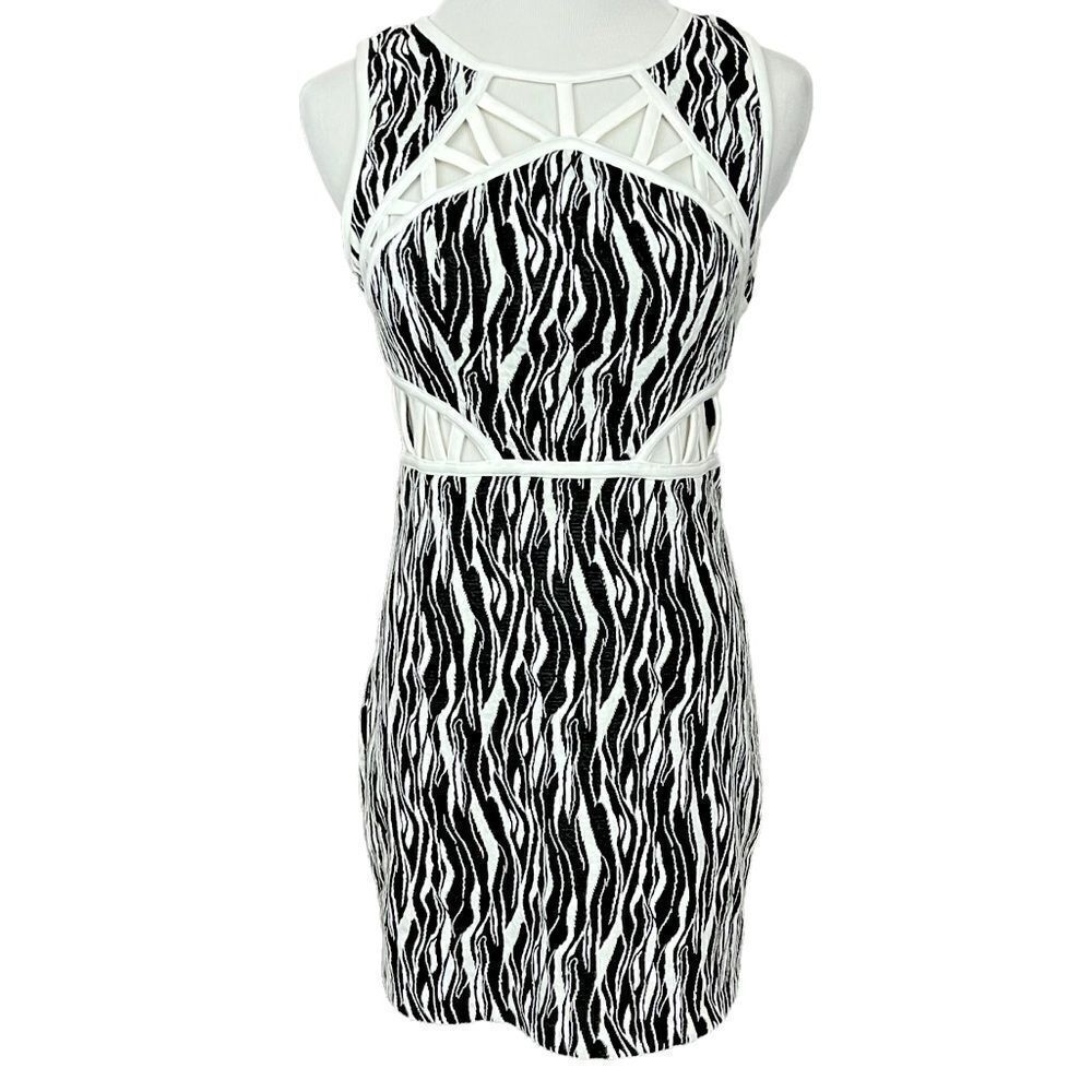 Ark & Co Black and White Bodycon Cutout Dress S